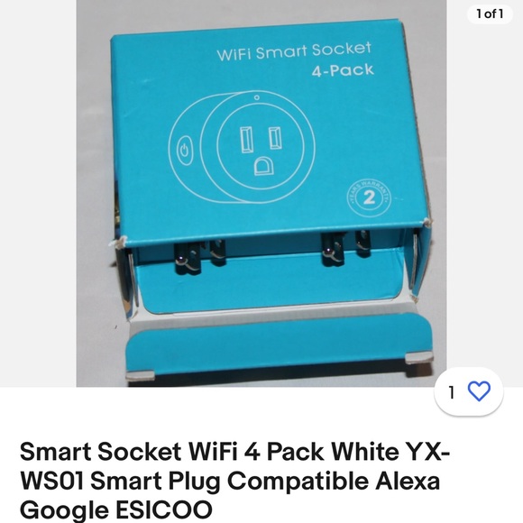 Smart Socket WiFi 4 Pack White YX-WS01 Smart Plug Compatible Alexa
Google ESICOO - Picture 3 of 3